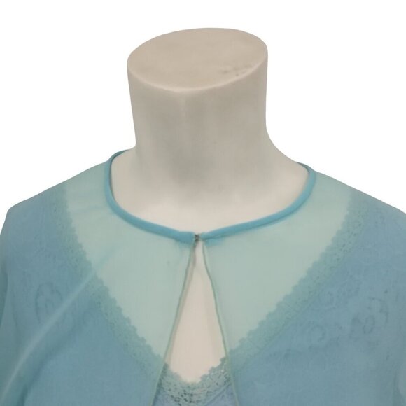 Vintage Bernie Bee Sport 70s Blue Lace Formal Party Dress Set Cape Size 14 M - Picture 11 of 16
